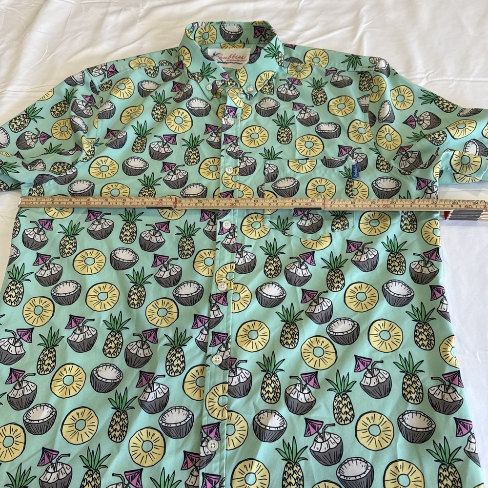 Chubbies Button Down Shirt Mens Large Excellent Pineapple/Coconut Tropical Print - Picture 8 of 11